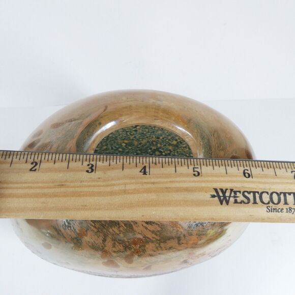 Art Glass Vase Thick Blown Glass Marigold Iridescent Textured - Picture 13 of 14